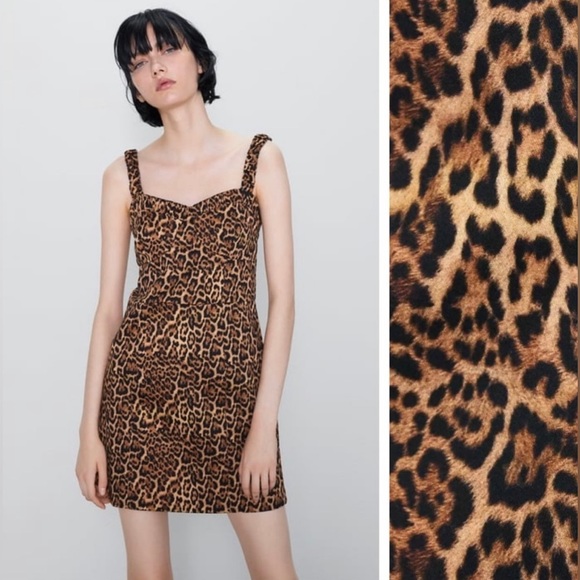Zara Dresses & Skirts - Zara Animal Print Fitted Mini Dress.